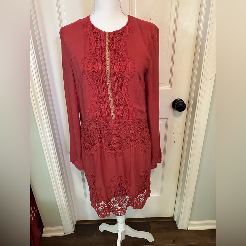 Tjd The Jetset Diaries Women's Sz Small Vierna Dress Rust Crochet Open Back New